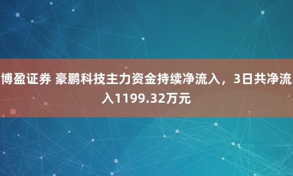 博盈证券 豪鹏科技主力资金持续净流入，3日共净流入1199.32万元